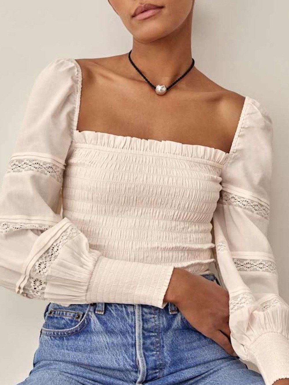 Reformation Clancy Long Sleeve Top, NEW